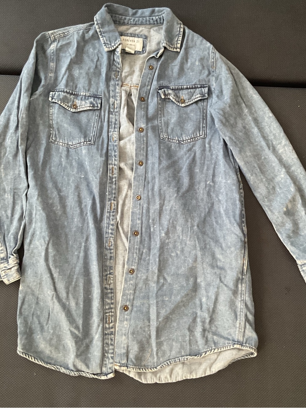 Forever 21 Faded Light Blue Denim Shirt Jacket